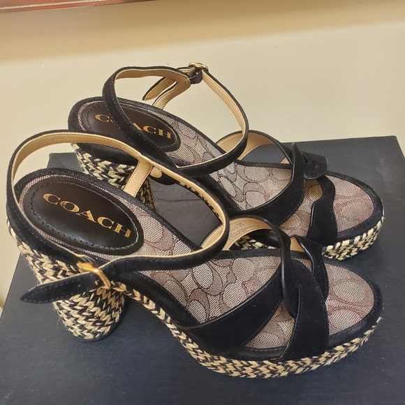 Coach Talina Raffia and Suede Sandals - Picture 6 of 6